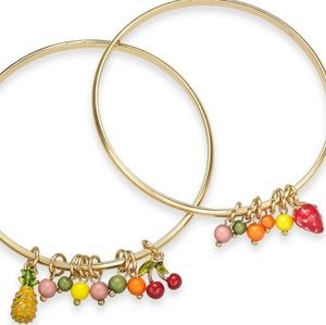 Gold tone 2 pc fruit and shaky bread bangles